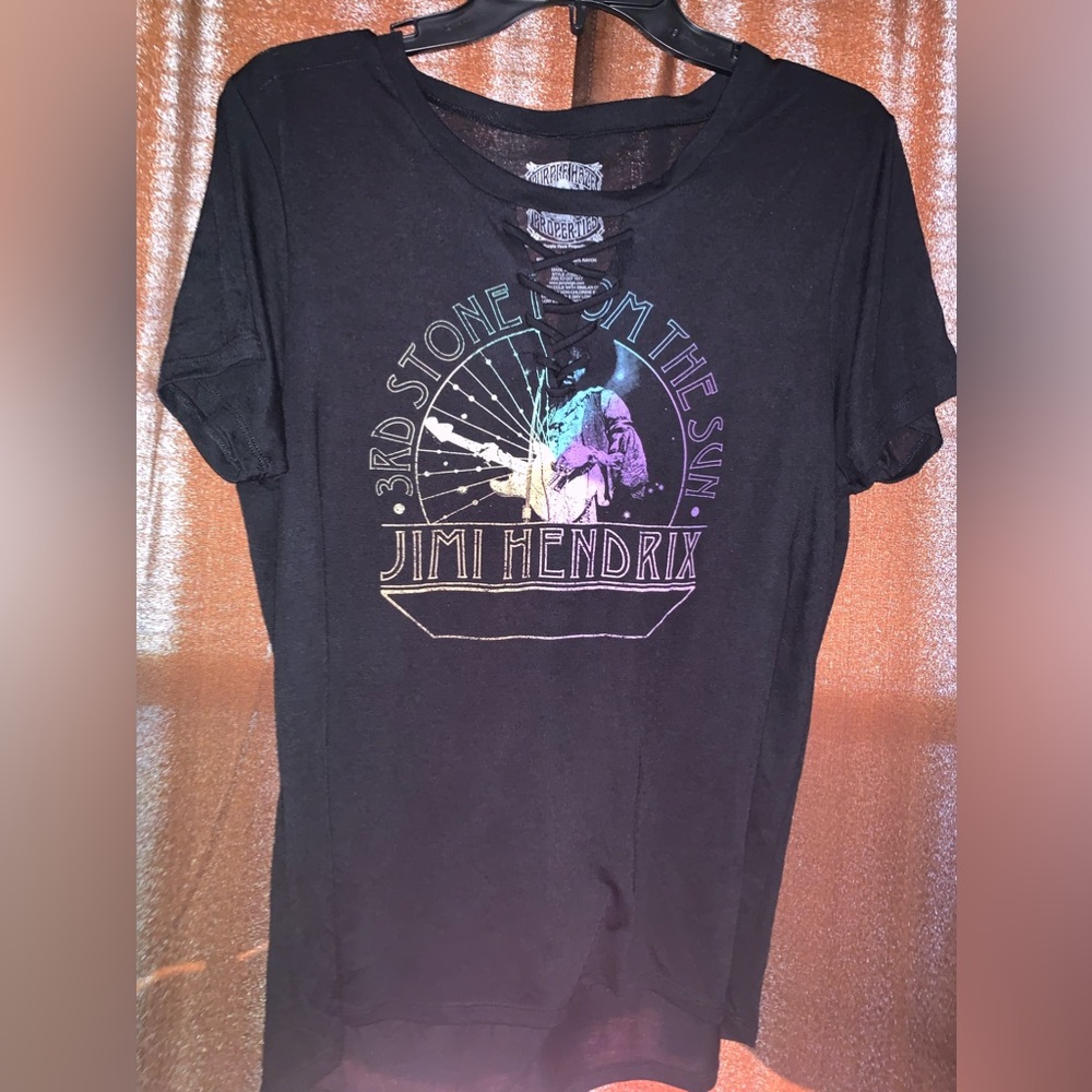 Women’s Jimi Hendrix T-shirt,Purple Haze Properties,Cute neckline,EUC,Size XL